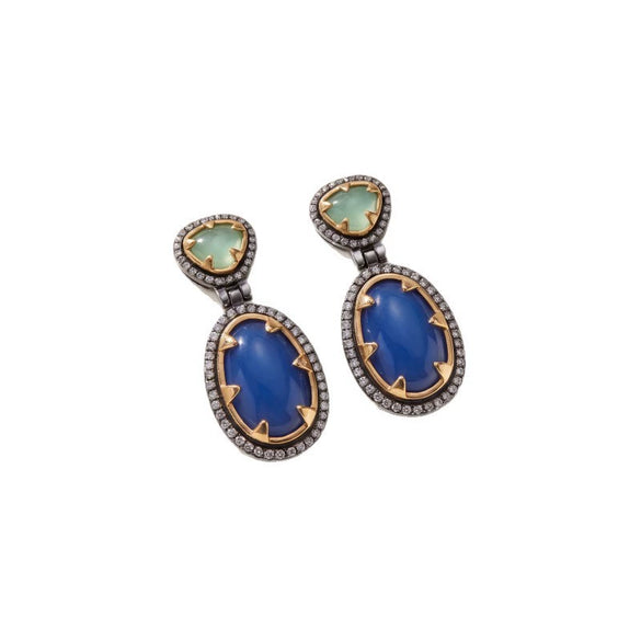 Women's Exaggerated Geometric Resin And Alloy Earrings With Rhinestone Detailing And Electroplated Metallic Finish