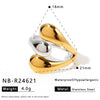 Women's Exaggerated Geometric Stainless Steel Adjustable Open Ring With 18K Vacuum Plated Finish And Simple Fashion Style