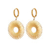 Women's Exaggerated Geometric Stainless Steel Electroplated Hollow Flower Earrings Jewelry
