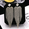 Women's Exaggerated Heart Tassel Earrings Elegant Long Silver Pin Zircon Inlaid Environmental Copper Dress Earrings