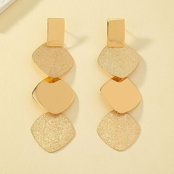Women's Exaggerated Layered 3D Geometric Metal Earrings With Bold Fashion Statement Design