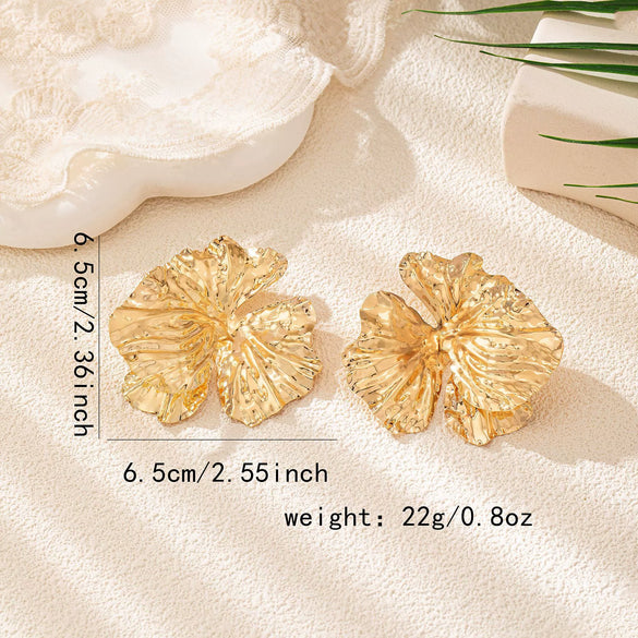Women's Exaggerated Metal Flower Earrings Fashion Statement Jewelry For Holiday And Everyday Styling