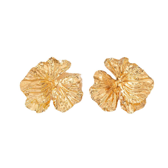Women's Exaggerated Metal Flower Earrings Fashion Statement Jewelry For Holiday And Everyday Styling