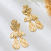 Women's Exaggerated Multilayered Geometric Teardropshaped Hammered Goldplated Alloy Earrings