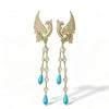 Women's Exaggerated Phoenix Crystal Tassel Earrings With Electroplated Alloy Animal Design And Steel Ear Needles
