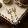 Women's Exaggerated Phoenix Crystal Tassel Earrings With Electroplated Alloy Animal Design And Steel Ear Needles