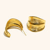 Women's Exaggerated Pleated Cshaped Geometric Earrings In Stainless Steel With Gold Electroplated Finish