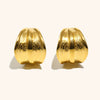 Women's Exaggerated Pleated Cshaped Geometric Earrings In Stainless Steel With Gold Electroplated Finish