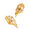 Women's Exaggerated Pleated Metal Leaf Flower Earrings With Irregular Wave Shape Shiny Electroplated Finish And Stainless Steel Ear Posts