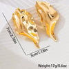 Women's Exaggerated Pleated Metal Leaf Flower Earrings With Irregular Wave Shape Shiny Electroplated Finish And Stainless Steel Ear Posts