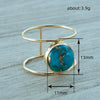 Women's Exaggerated Round Imitation Turquoise Copper Ring With Geometric Design And Electroplating Jewelry