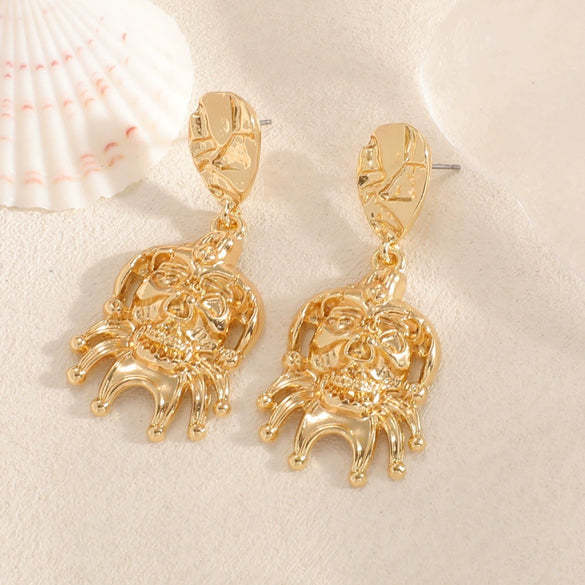 Women's Exaggerated Skull Clown Earrings With Electroplated Iron Design And 925 Silver Ear Needles For Wholesale Jewelry Collections