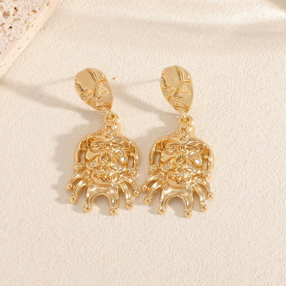 Women's Exaggerated Skull Clown Earrings With Electroplated Iron Design And 925 Silver Ear Needles For Wholesale Jewelry Collections