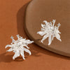 Women's Exaggerated Three Dimensional Flower Earrings With Rhinestone Details Electroplated Zinc Alloy Statement Jewelry