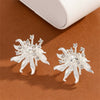 Women's Exaggerated Three Dimensional Flower Earrings With Rhinestone Details Electroplated Zinc Alloy Statement Jewelry