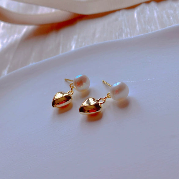 Women's Exotic 925 Silver Needle Natural Freshwater Pearl Alien Shape Earrings