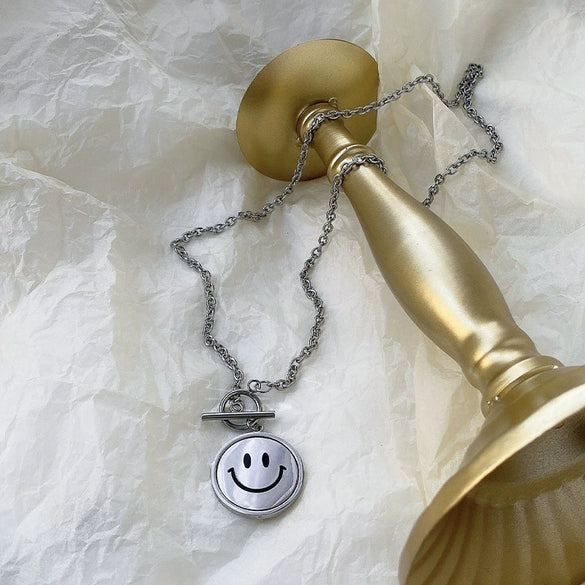 Women's Expression Sweater Chain Accessories Titanium Steel Electroplated Crying Smiling Face Necklace