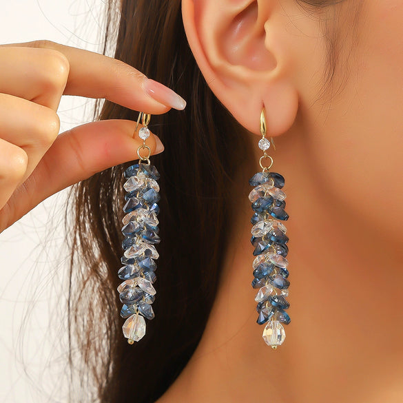 Women's Exquisite Artificial Crystal Earrings With Geometric Pattern In Light Luxury Style