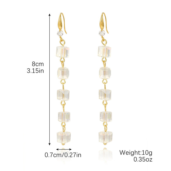 Women's Exquisite Artificial Crystal Earrings With Geometric Pattern In Light Luxury Style