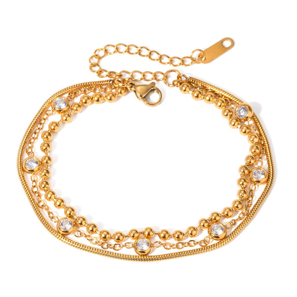 Women's Exquisite Multilayer Zircon Bracelet Titanium Steel Stainless Steel Electroplated Ushape Original Design