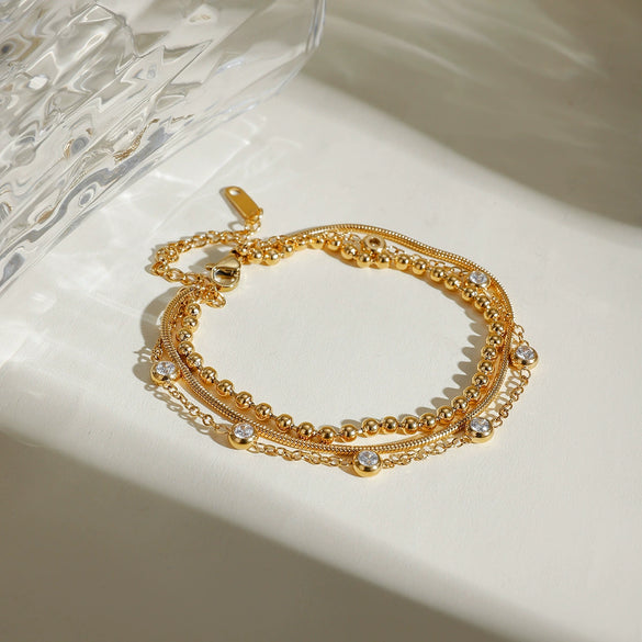 Women's Exquisite Multilayer Zircon Bracelet Titanium Steel Stainless Steel Electroplated Ushape Original Design