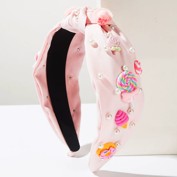 Women's Fabric Geometric Knot Hair Hoop Headband Set With Pearls Hair Accessories