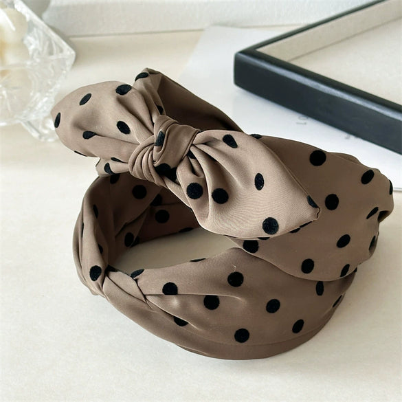 Women's Fabric Handmade Elegant Small Wave Point Hairband With Big Bow Hair Accessories