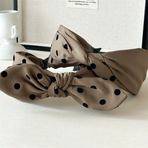 Women's Fabric Handmade Elegant Small Wave Point Hairband With Big Bow Hair Accessories
