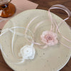 Women's Fabric Handmade Flower Pattern Camellia Bow Tie Necklace Choker Clavicle Chain