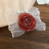 Women's Fabric Mesh Lace Handmade Rose Flower Wrist Bracelet High End Simple Elegant