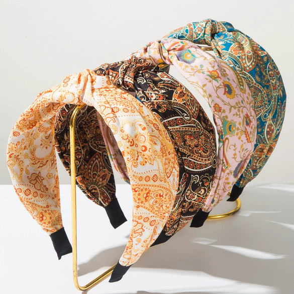 Women's Fabric Printed Ultrawide Hairband In Retro Bohemian And Baroque Style