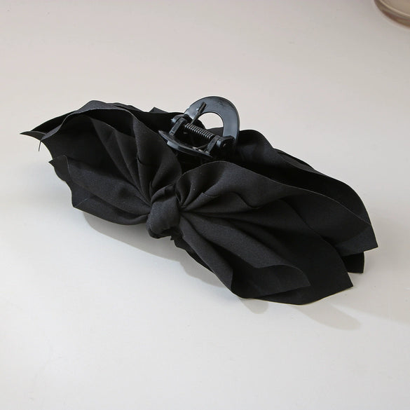 Women's Fabric Wave Dot Big Bow Handmade Hairpin Shark Clip Headwear