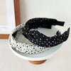 Women's Fabric Widebrimmed Black And White Polka Dot Small Floral Handmade Hairband