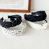 Women's Fabric Widebrimmed Black And White Polka Dot Small Floral Handmade Hairband