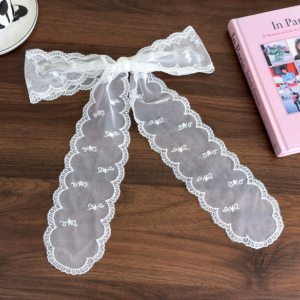 Women's Fairy Lace Geometric Plaid Headband Hair Rope Hair Tie Long Scarf Belt