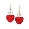 Women's Fairy Style Copper Bow Tie And Heart Shape Earrings With Electroplated Full Diamond Look Festive Cute Gift Jewelry