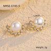 Women's Fanshaped Zircon Pearl Titanium Steel Stainless Steel Electroplated Earrings Simple And Highend Fashionable And Versatile