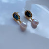 Women's Fashion Abalone Shellfish Freshwater Pearl Drop Shape Earrings With S925 Silver Needle Inlaid With Pearls