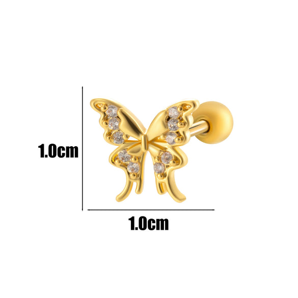 Women's Fashion Allmatch Copper Ear Bone Nail With Flower Pattern