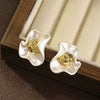 Women's Fashion Allmatch Metal Pleated Flower Earrings Copper Geometric Electroplated