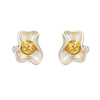Women's Fashion Allmatch Metal Pleated Flower Earrings Copper Geometric Electroplated