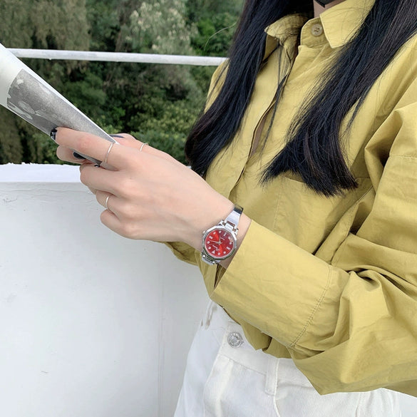 Women's Fashion Alloy Band Round Dial Quartz Bracelet Watch