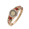 Women's Fashion Alloy Bracelet Quartz Watch With Diamonddecorated Flower And Round Dial