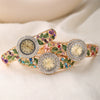 Women's Fashion Alloy Bracelet Quartz Watch With Diamonddecorated Flower And Round Dial