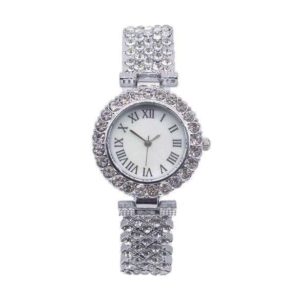Women's Fashion Alloy Bracelet Wristwatch Set With Round Dial And Horseshoe Buckle