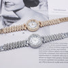 Women's Fashion Alloy Bracelet Wristwatch Set With Round Dial And Horseshoe Buckle