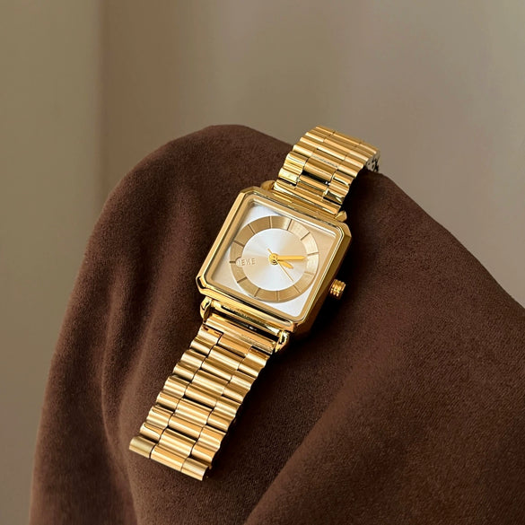 Women's Fashion Alloy Case Stainless Steel Strap Rectangle Dial Watch