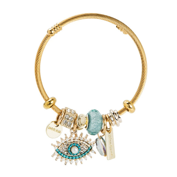 Women's Fashion Alloy Crystal Evil Eye Pendant Bracelet With Elegant Gold Plated Finish