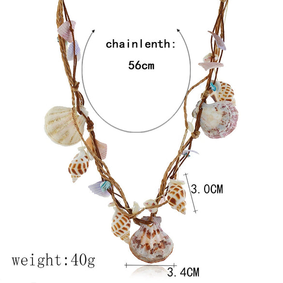 Women's Fashion Alloy Flower Necklace Handmade Shell Collarbone Chain With Electroplated Horse Whip Chain