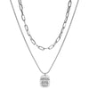 Women's Fashion Alloy Geometric Double Layer Sweater Chain Necklace With Electroplated Light Luxury Design
